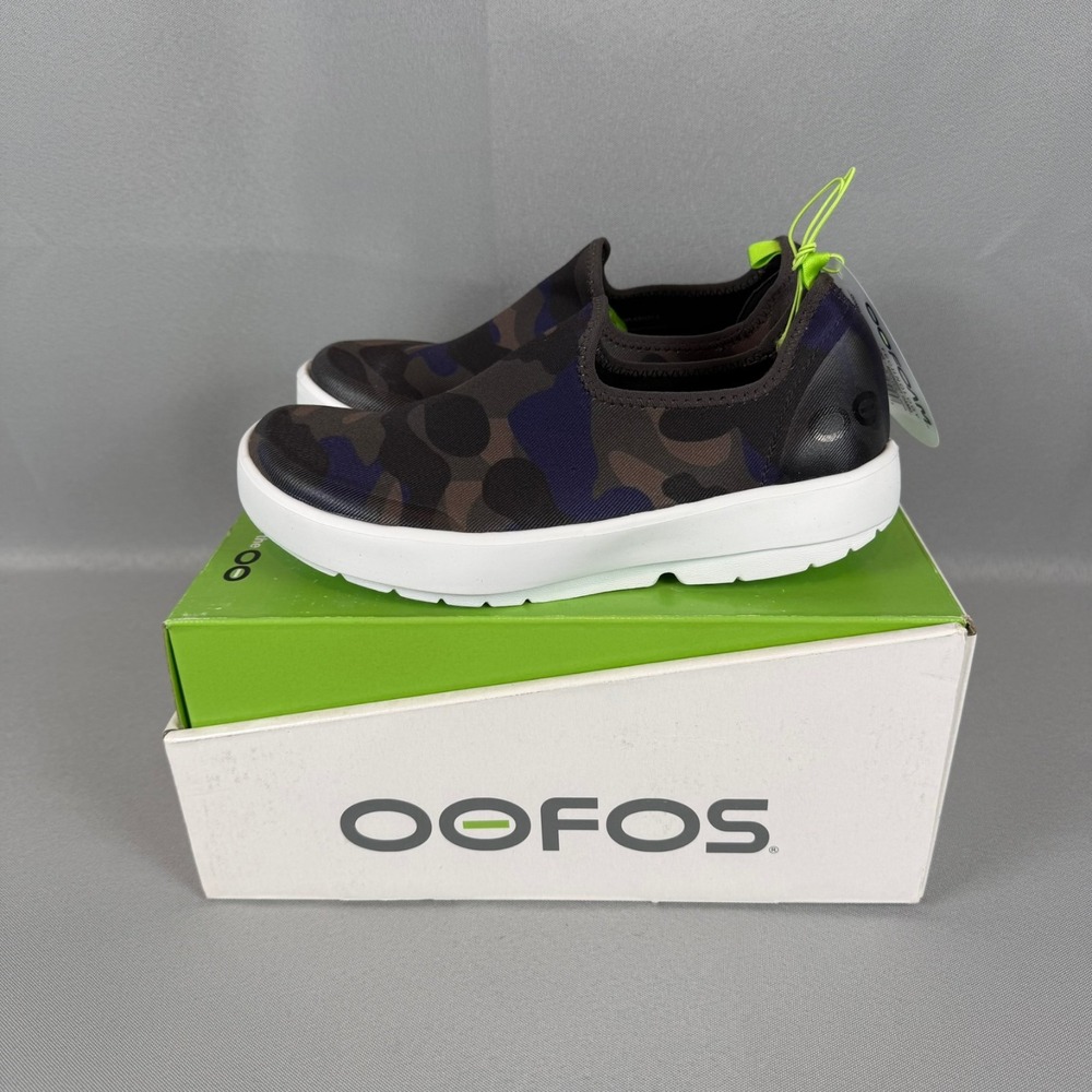 Oofos OOmg Eezee Recovery Sneakers Womens 7 Midnight Camo Slip-On Shoes New NIB